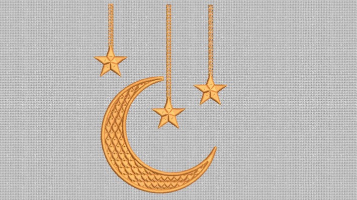Moon Stars Embroidery Design