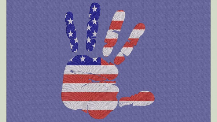 USA Flag Palm Hand Embroidery Design