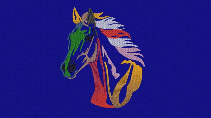 Colorful Head Horse Embroidery Design