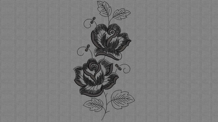Mono Color Roses Embroidery Design