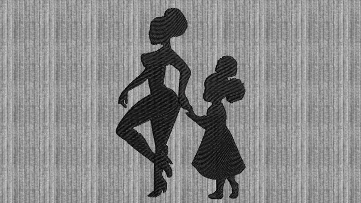 Afro Mom & Kid Silhouette