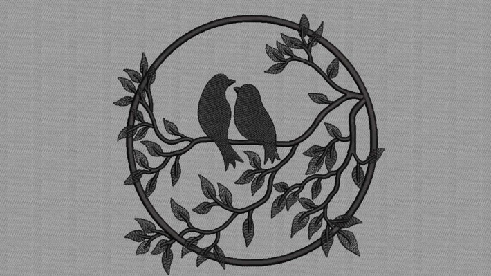 Love Birds Circle Floral Silhouette