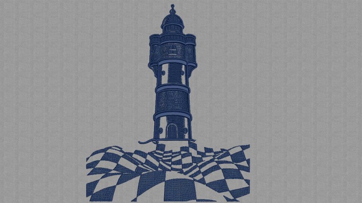 Lighthouse Wave Embroidery Design