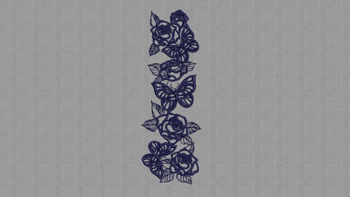 Roses Butterfies Embroidery Designs