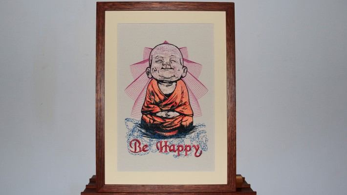 Be Happy Little Buddha Embroidery Designs