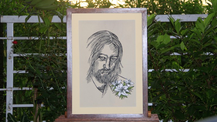 Lord Jesus Hand Drawn with Lilies Floral