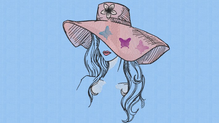 Lady in Hat Embroidery Designs