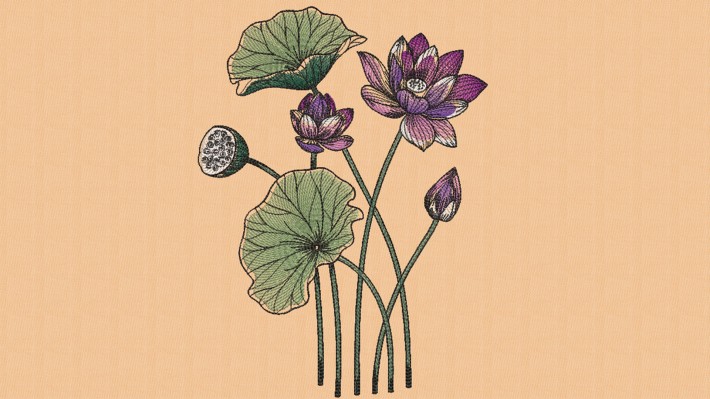 Lotus Flower 001 Embroidery Designs