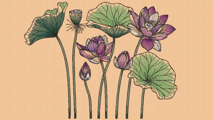 Lotus Flower 002 Embroidery Designs