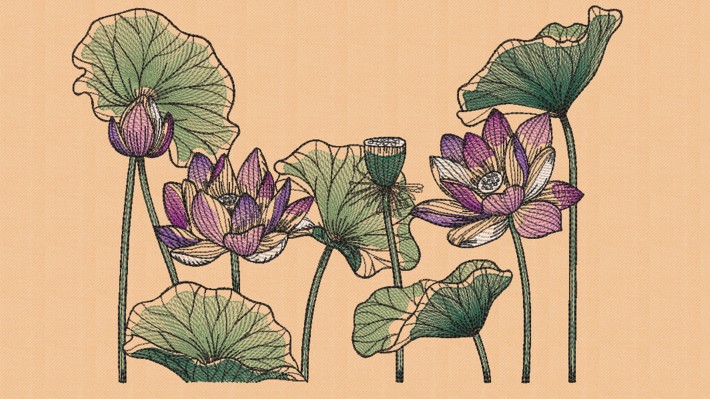 Lotus Flower 005 Embroidery Designs