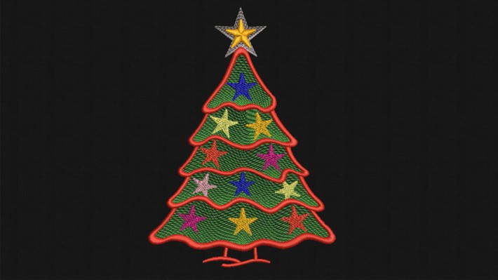 Christmas Tree Stars Embroidery Designs