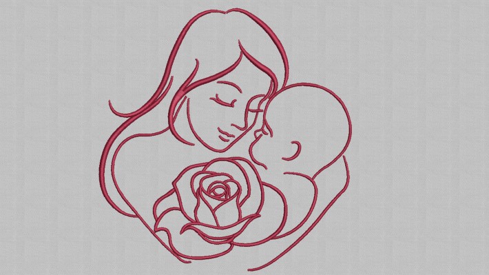 Mother Baby Rose Embroidery Designs