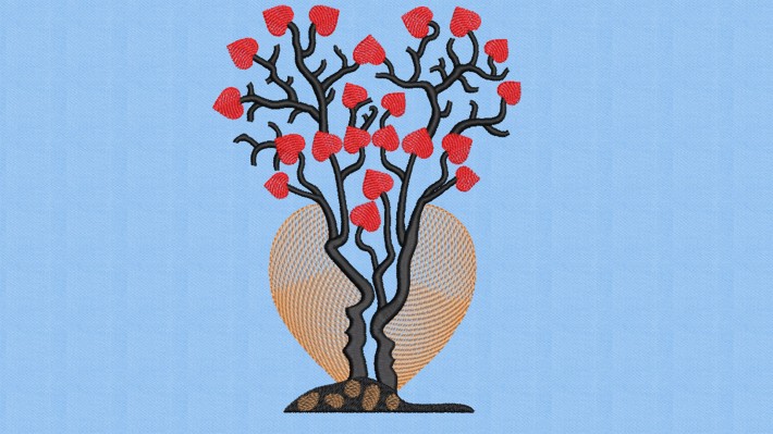 Tree of Love Optical illusion Embroidery Designs