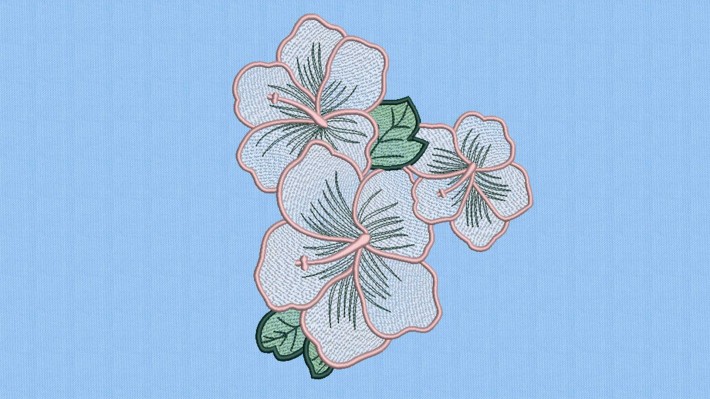 Hibiscus floral Block Embroidery Designs