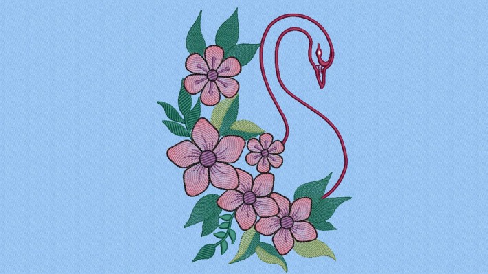 Swan Floral Applique Embroidery Designs