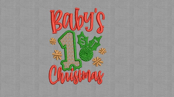 Baby's First Christmas Embroidery Design