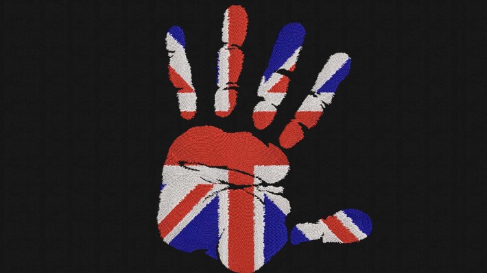 UK Flag Palm Hand Embroidery Grunge Design