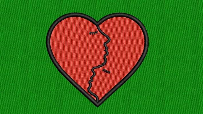 One Heart Optical Illusion Patches Design